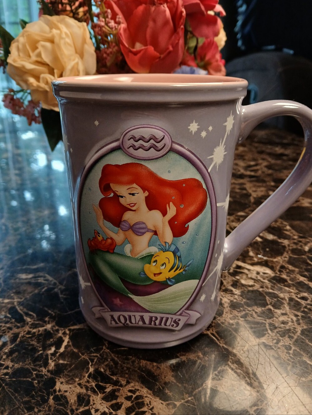 Disney The Little Mermaid Aquarius Zodiac 16oz Mug - Ariel, Flounder, Sebastian